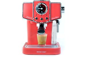 ECO-DE ECODE® Macchina Caffè Cialde ESE 44 Espresso e Caffe Macinato in Polvere con Montalatte per Cappuccino, Tè o Infusioni – Coffee Machine 20 bar e Vaporizzatore in Acciaio – Disegno Stile Vintage