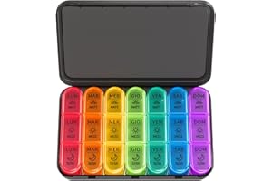 Doruimi Portapillole Settimanale Da 7 Giorni Con 3 Scomparti Per Mattina, Pomeriggio E Sera. Design Facile Da Aprire, Ideale Per Farmaci, Vitamine, Olio Di Pesce E Integratori - Colore Nero