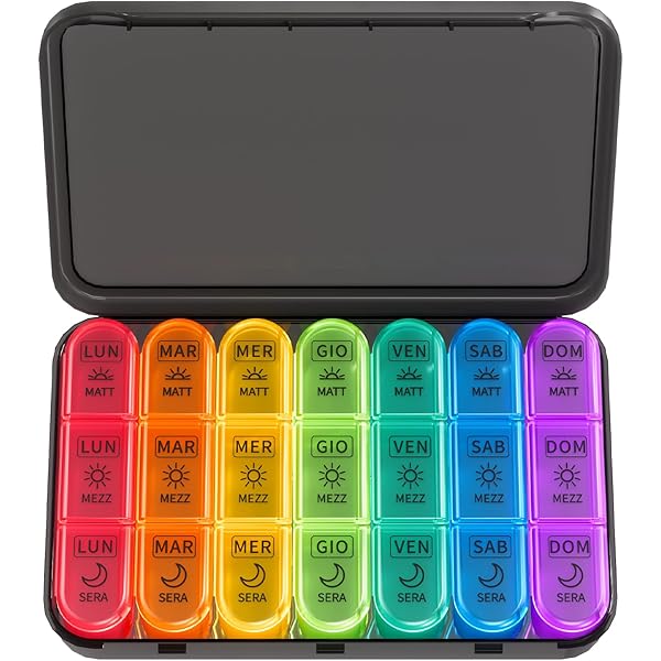 Portapillole Settimanale 7 Giorni - Distributore Farmaci Con 3 Scomparti (Mattina, Pranzo, Sera) - 2 Pezzi, Bianco - Foto 4