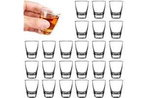 HUAMIRRA 24 PCS Bicchierini da Liquore, Bicchieri da Shot da 35 ml, Tumbler in Vetro Temperato, Bicchiere per Bere Direttamente, Bicchieri da Vino Piccoli in Vetro Dal Fondo Spesso per Feste, per Grappa