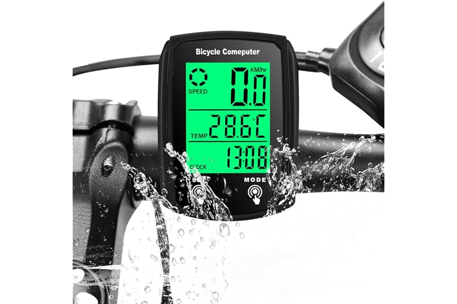 Bike Computer Universal 19 Functions IP54 Waterproof Bicycle Speedometer Odometer Wired Cycling Computer Touch Screen with LCD Backlight Display Auto Start/Stop MTB Road Cycling Accessories