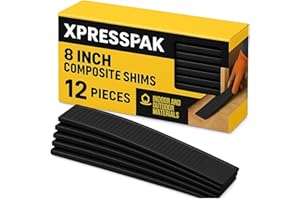 XpressPak 8 Inch Composite Shims – 12 Pack | Heavy Duty Leveling and Spacing Shims | Ideal for Doors, Windows, Floors | Indoor & Outdoor Use | Made from 100% Recycled Materials