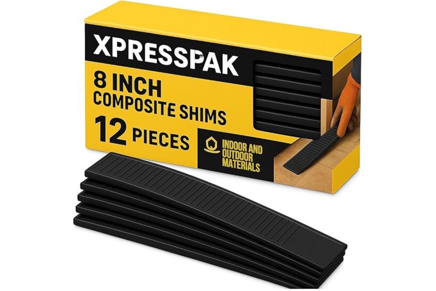 XpressPak 8 Inch Composite Shims – 12 Pack | Heavy Duty Leveling and Spacing Shims | Ideal for Doors, Windows, Floors | Indoor & Outdoor Use | Made from 100% Recycled Materials