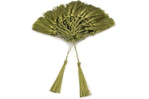 VAPKER 100 Pieces Olive Color 13cm/5-Inch Silky Handmade Soft Tassels Floss Bookmark Tassels with 2-Inch Cord Loop for Jewelry Making, DIY Projects, Bookmarks