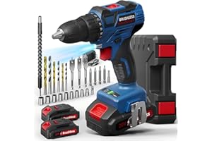 FAHEFANA 20V Taladro Atornillador Batería, Taladro Bateria, Atornillador Electrico 2 Baterías 2.0Ah y Accesorios 25 Piezas, 60Nm Máx, 25+1 Ajuste de Par, 2 Velocidad, Portabrocas de 10mm, LED Luz