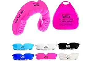 TrySalar Mouth Guards for Boxing Men Adult Youth Junior Mouldable Rughby Sports Slim Fit Boil and Bite Gum Shield with Box MMA Hockey Basketball Muay Thai Football (12+ Years, Pink)