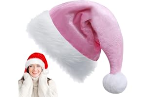 YAAVAAW Weihnachtsmütze für Kinder, Erwachsene, luxuriöse Weihnachtsmütze, Plüsch-Weihnachtsmannmütze, Unisex, Weihnachtsmütze, Weihnachtsmannmütze, Weihnachtsmannmütze, Kostüm, Geschenke für Damen,