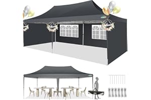 COBIZI 3m x 6m Pop Up Gazebo with Sides, Upgrade Structure, Waterproof, UV-Resistant, Height Adjustable Event Shelters Perfect for Gardens, Weddings, Parties, Picnics, and Commercial Use (Grey)