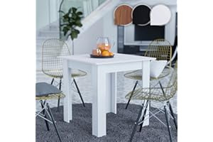 MIADOMODO® Tavolo da Pranzo Quadrato - 80 x 80 x 76,5 cm, da 4 Persone, in Legno MDF, Bianco con Piano di Colore a Scelta - Tavolo da Cucina, Soggiorno, Sala da Pranzo (Bianco)