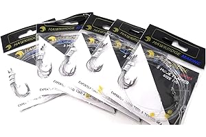 HAWKRIDGE RIG PRO SERIES - 5 Packs of 3 HOOK FLAPPER size 1/0 Commercial Quality FLAPPER Ready Tied Rigs - Ideal for Sea and Shore Fishing