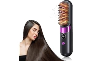 BWALIFFURY Brosse Lissante pour Cheveux, Mini Brosse Lissante Sans Fil, 4 RéGlages De TempéRature 140-199°, Portable, Multifonctionnel Cüramique Peigne Lissant une, Convient pour la Barbe et la Coiffure