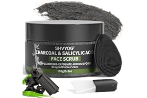SHVYOG Exfoliante Facial Para Hombres, Exfoliante Facial con Ácido Salicílico y Carbón de Bambú, Mejora los Puntos Negros, el Acné, los Poros Dilatados, Limpieza, Cuidado Previo al Afeitado Para Hombres