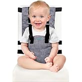 Portable Baby Travel Highchair, Folding Chair with Adjustable 3 Point Harness, Compact Riser 260g, Compatible with Most Chair