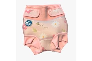 Bubble Tots Go Anywhre Swim Nappy (Pink Flower and Bees, Large - 6-12 Months)