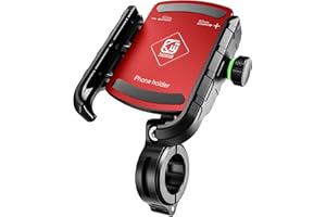 BTNEEU Soporte Movil Bicicleta, Anti Vibración 360° Rotación Soporte Móvil Moto Ajustable Soporte Teléfono Bicicleta Compatible para iPhone Samsung Huawei y Otro 3,5'' a 7,0'' Smartphones (Rojo)