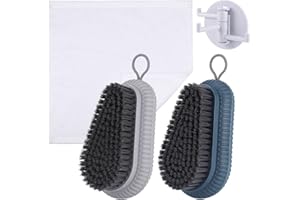 Hejo 2 Stück Nagelbürste, Handbürste, Nail Brush mit einem Haken und einem Handtuch, Fingernagelbürste für die Reinigung von Händen und Nägeln