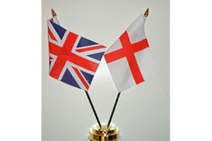 1000 FLAGS England and United Kingdom Friendship Table Flag Display 25cm (10")