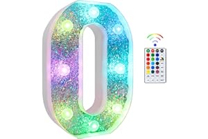 Tosakey Light Up Letters, LED Lights Sign 18 Color Changing 26 Alphabet Glitter Shiny Letter Lights Gifts for Girls Women Birthday Christmas Bedroom Party Wedding Decoration (O)