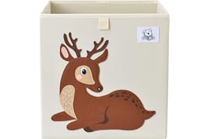 CLCROBD Foldable Animal Cube Storage Bins Fabric Toy Box/Chest/Organizer for Toddler/Kids Nursery, Playroom, 13 inch (Deer)