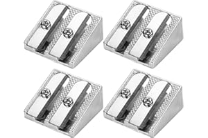 CONTINUAL Pencil Sharpeners, Metal Pencil Sharpener with Double Holes for Kids Students, Lip Liner Sharpener, Manual Sharpener Perfect Use in School Home Office Art Projects - 4PCS