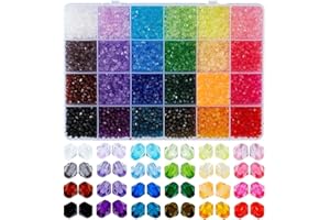 PH PandaHall 6240pz 4mm Perlina Bicono Perlina Acriliche Sfaccettate 24 Colori Arcobaleno Perline Sfuse Perline di Cristallo Distanziatori per Braccialetti Collana Orecchini Portachiavi Creazione