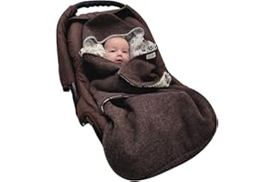 ‎SWADDYL Swaddyl WOLLWALK Einschlagdecke Babyschale - Baby Fußsack - Maxi-Cosi Decke - Einschlagdecken für Kinderwagen - Neugeborene bis 11 Monaten aus 100% Wolle (Braun Blumen)