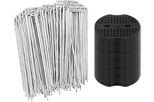70 fästpinnar och 30 brickor, 15 cm tältpinnar, markankarpinnar