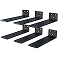 NEODROP 6-Pack 10 Inch Floating Shelf Brackets, Heavy Duty Hidden Shelves Bracket for Small Shelf, Kitchen Shelf, Nursery Shelf, Black Powder Coated Steel