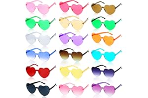 Frasheng 18 Paar Herz Party Brillen, Hippie Herzförmige Brille, Herzbrille, Retro Party Sonnenbrille, Randlose Interessant Brille für Geburtstagsfeier, Fasching, Halloween, Hippie Kostüm Zubehör