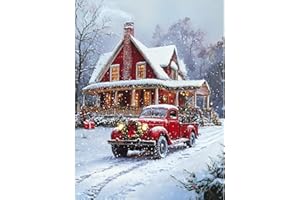 XXXCHENGJIA Christmas Diamond Art Kits for Adults - Christmas Truck Diamond Painting Kits for Adults Beginner, DIY 5D Full Round Drill Gem Art Painting Crafts with Home Wall Decor (12x16 Inch)