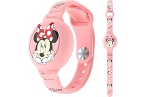Beardslee Waterproof AirTag Bracelets for Kids,Cute Cartoon Air Tag Holder for Kids with Full Coverage Hidden Design,Anti-Lost Hidden Airtag Wristband Accessories for Child(Pink)