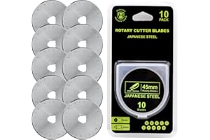 HEADLEY TOOLS 45 mm Rotary Cutter Blade (Pack of 10) Fits Olfa Rotary Cutter, Fiskars Rotary Cutter,Turecut Rotary Cutter,Sewing Accessories,Quilting Ruler,Quilting Accessories