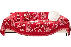 LIFEDX Telo Copridivano Natale Telo Copritutto Natalizi,Telo Copriletto Cotone Natalizia Telo Arredo Copridivano,Multiuso Salvadivano Coperta Divano del Soggiorno Foulard o Copriletto-D||180x300CM