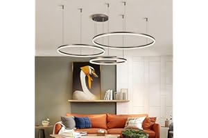 YYUTLUO Lampadario LED Moderno DIY Cerchio | 3 Marrone Anelli :40+60+80cm=90W | Illuminazione A Sospensione LED In Metallo+Acrilico Telecomando Dimmerabile Lampada Sospensione Soffitto Rotondo
