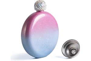 SPDYCESS Petaca de Alcohol con Purpurina para Mujer 5oz Portátil Petacas Secreta de Acero Inoxidable con Embudo Regalo para Viajes Escalada Camping Fiesta Bar