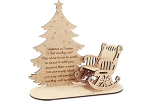 XULIN Christmas Remembrance Candle Ornament - Wooden Rustic Candle Stand with Personalised Chair, Merry Christmas in Heaven Memory Tealight Candlestick Holders to Remember Loved Ones, M, Wood Color