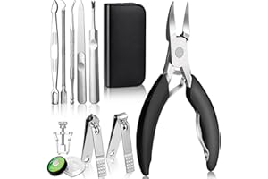 16 PCS Toe Nail Clipper, Modacraft Sharp Toenail Clippers Kits for Thick Nails, Professional Ingrown Toenail Treatment with Toenails Trimmer, Stainless Steel Nipper, Nail File for Men Women Gift