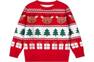 Pilipulu Jersey Navideño Niños, Suéter de Punto con Cuello Redondo para Niño y Niña, Sudaderas Navideñas para Unisex Niños 2-6 Años