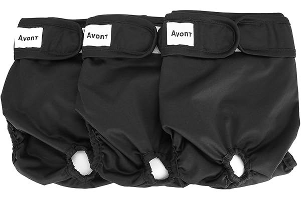 Avont 3 Couches Lavables pour Chien Femelle, Culotte Protection Confort Nappy Lors des Périodes Physiologiques, de Chaleurs, d'Incontinence-Noir-M(33-48cm)