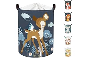 Clastyle 45L Corbeilles à Linge Bleu Koala Fauve Arbre pour Garçon Fille Paniers à Linge Sale Enfants Pliables Rond pour Jouets Vêtements, 36x45 cm