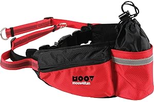Zolux Moov Ceinture Anti-Traction Elastique Réflective Réglable Plusieurs Poches pour Jogging pour Chien Coloris Rouge