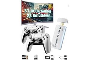 XYELLOWICON 2026 Retro Game Console with 31,000+ Games & 128GB Memory, 4K HDMI TV Stick with 2 Wireless Controllers, 23 Emulators, Plug and Play