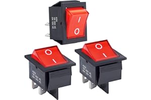APIELE 3 Stücke Kippschalter,2 Position EIN-Aus mit LED-Schalter DPST 4 Pins Wippschalter,250V 16A Taste Rocker Kippschalter Für Häuser, Industrie,DIY KCD2-201N(rot)