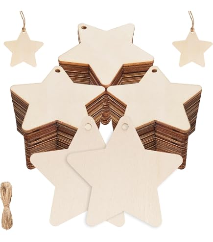 50 Holz-Sternscheiben Blanko – 9 Cm, Unlackiert, Für DIY, Weihnachten & Basteln