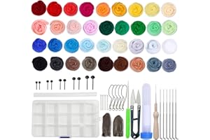 HOLZSAMMLUNG Nadelfilz Set für Anfänger, Starterset zum Nadelfilzen - 36 Farben Wolle zum Filzen und Filznadel Filzwerkzeugen Zubehör, Nadelfilzen Filzsets zum Nassfilzen Trockenfilzen, DIY Filz Handwerk