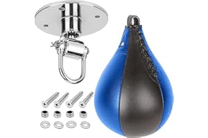 Kvittra Heavy Duty Speed Ball Set, Swivel Boxing Punching Bag - Leather Boxing Dodge Speed Bag with Hanging Swivel for Workout Kicking Martial Arts Training Home Gym Boxing Exercise Workout