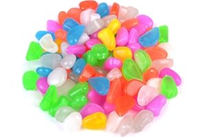 Ueetek, Ciottoli luminescenti, i sassolini brillano al buio illuminando come decorazione in ghiaia i giardini, gli acquari e le bocce per pesci, confezione da 100 pezzi