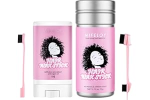 MIFELOY 3 Stück Damen Haarstyling Set, 2.7oz Haar Wachs Stick, Modellierung Haarwachs Pomade für Perücken Babyhaar Frizz, mit 0.53oz Hair Styling Rand Kontrolle Gel, Doppelkanten Kämme, 5 in 1 Bürste