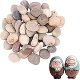 Wenlai 20 Stück Flache Steine Kiesel zum Bemalen Mandala, Zeichnen Gemalte Felsen, DIY Malerei Handwerk Steine, 4-6CM, Strand