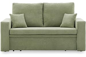 ‎GENERIC Sofa Aikido I 150x85 - mit schlaffunktion - Farben zur Auswahl - modernen Sofa - mit Bettkasten - Moderner Cordstoff - Stoff POSO (POSO 047)